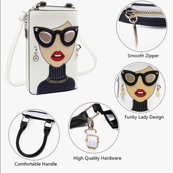 Cute Big Glasses Face Clutch‎ Purse RED ONLY - Picture 5 of 12